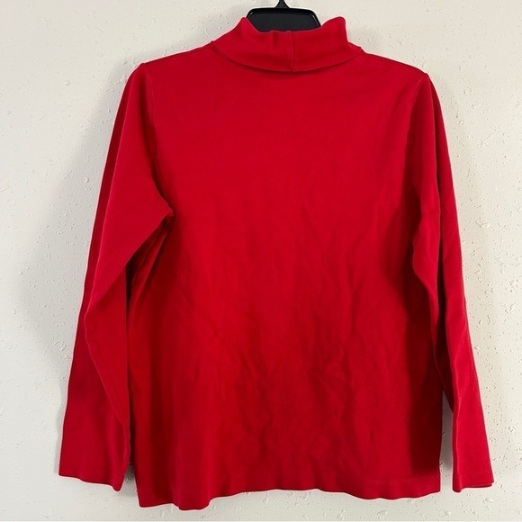 Lands’ End Shaped Red Turtleneck Shirt Supima Cotton Casual Comfy Large - Picture 3 of 5